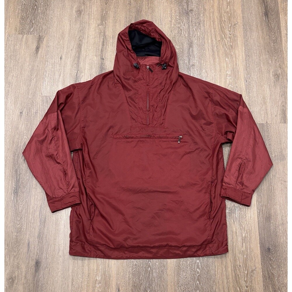 Zegna Sport Jacket Red Windbreaker Anorak Half Zip Hooded Italy Mens Large